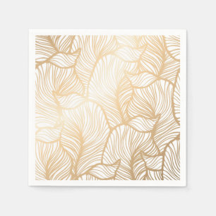 Serviette En Papier Motif floral d'or de damassé