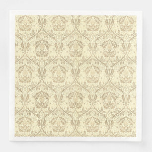 Serviette En Papier Motif floral élégant sépia beige