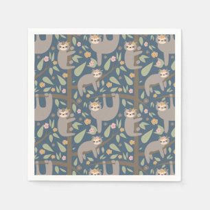 Serviette En Papier Motif floral mignon de paresse