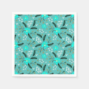 Serviette En Papier Motif floral monochrome néon.