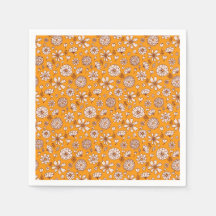 Motif floral orange sans couture