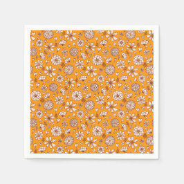 Serviette En Papier Motif floral orange sans couture