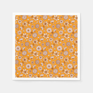 Serviette En Papier Motif floral orange sans couture