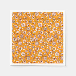 Serviette En Papier Motif floral orange sans couture