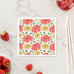 Serviette En Papier Motif floral rétro brillant sans couture