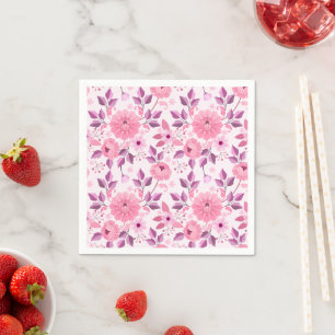 Serviette En Papier Motif floral rose avec des fleurs élégantes