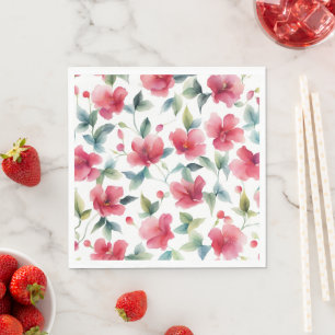 Serviette En Papier Motif floral rouge foncé