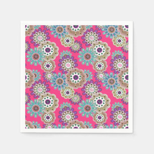 Serviette En Papier Motif floral rustique coloré rétro 