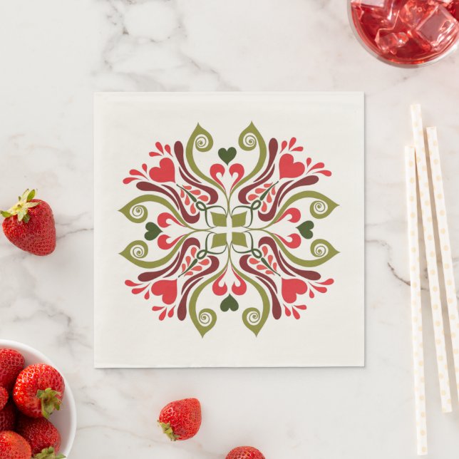 Serviette En Papier Motif Floral Tulip hongrois (En situation)