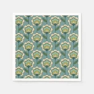 Serviette En Papier Motif floral turquoise et jaune