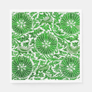 Serviette En Papier Motif floral vert et blanc