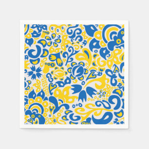 Serviette En Papier Motif folklorique aux couleurs du drapeau ukrainie