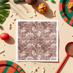 Serviette En Papier Motif Fossile Dinosaure Brown