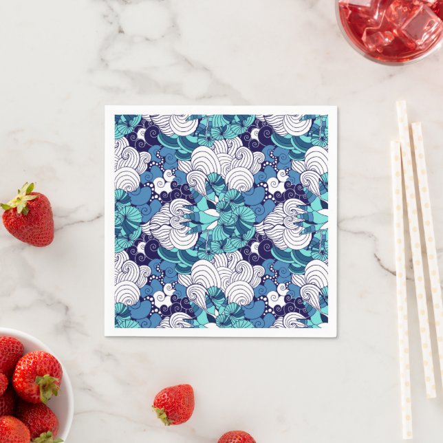 Serviette En Papier Motif Funky Seashell (En situation)
