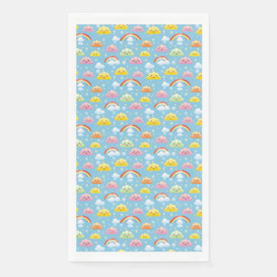 Serviette En Papier Motif gai avec nuages souriants et arc-en-ciel