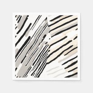 Serviette En Papier Motif géométrique à rayures noires, blanches et gr