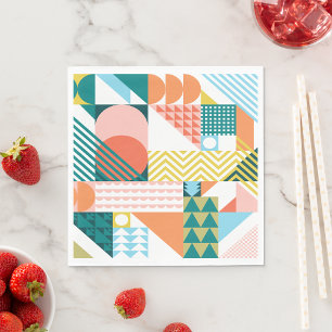 Serviette En Papier Motif géométrique Bauhaus Mosaïque scandinave