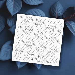 Serviette En Papier Motif Géométrique Élégant et Tendance Noir et Blan