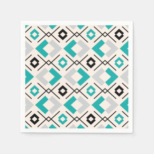 Serviette En Papier Motif géométrique gris et beige turquoise 