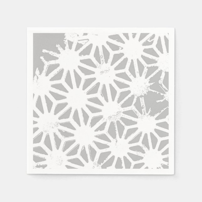 Serviette En Papier Motif géométrique gris et blanc (Devant)