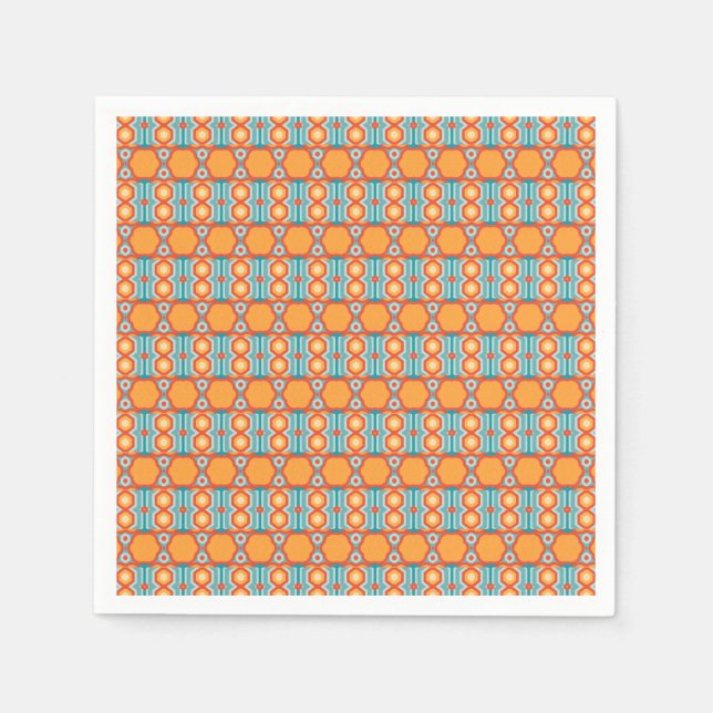 Serviette En Papier Motif géométrique interconnecté avec couleur vive (Devant)