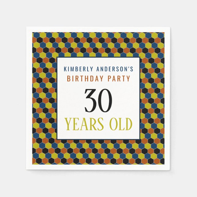 Serviette En Papier Motif géométrique lumineux, fête d'anniversaire mo (Devant)