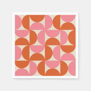 Serviette En Papier Motif géométrique rose orange moderne du milieu du