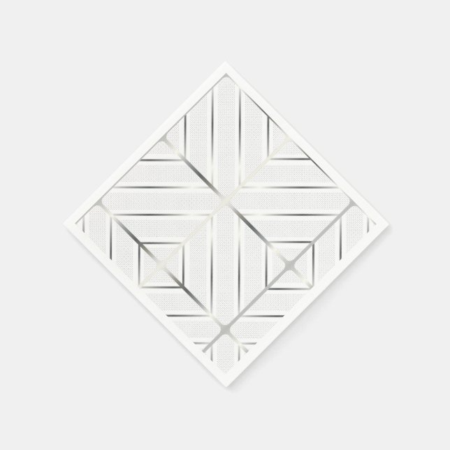 Serviette En Papier Motif géométrique Silver tendance Art blanc élégan (Coin)