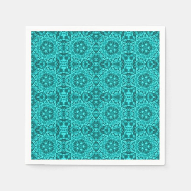 Serviette En Papier Motif géométrique turquoise Aqua (Devant)