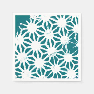 Serviette En Papier motif géométrique turquoise et blanc