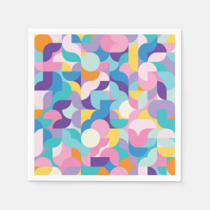 Serviette En Papier Motif géométrique violet et rose