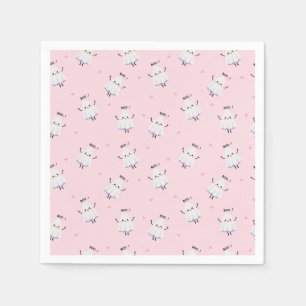 Serviette En Papier Motif Ghost mignon sur Arrière - plan rose