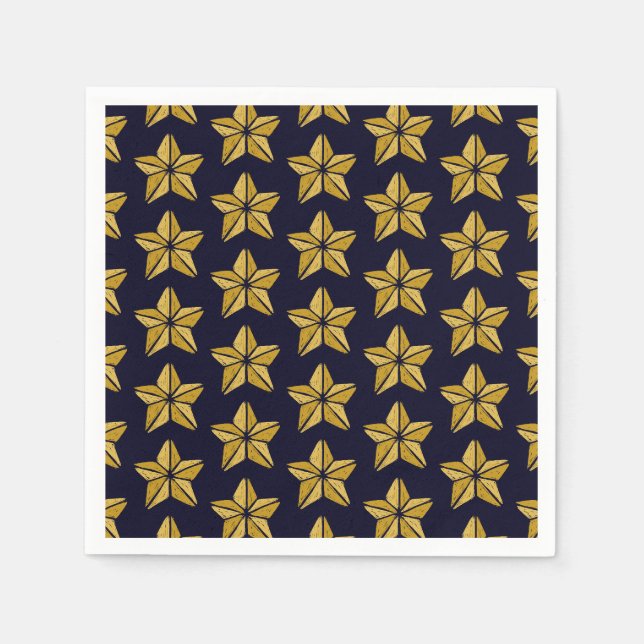 Serviette En Papier Motif Gold Christmas Star (Devant)