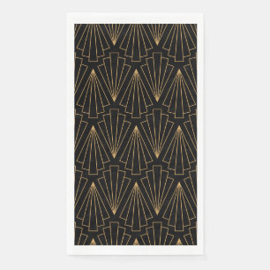 Serviette En Papier Motif Gold et Black Art Déco