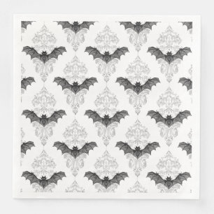 Serviette En Papier Motif gothique noir blanc chauves-souris