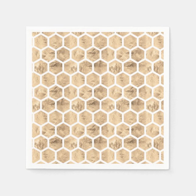 Serviette En Papier motif graphique en nid d'or rose (Devant)