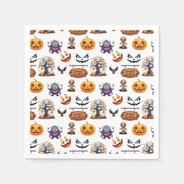 Serviette En Papier Motif Halloween activé (Devant)