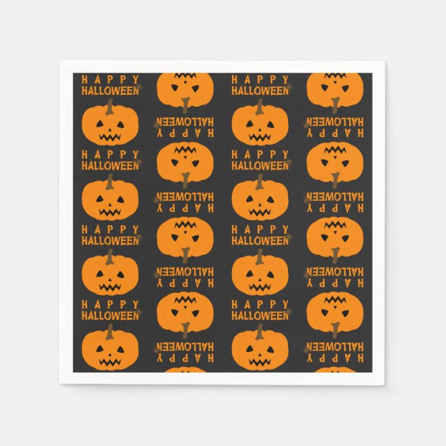 Serviette En Papier Motif Halloween avec papier Citrouille Napkin (Devant)