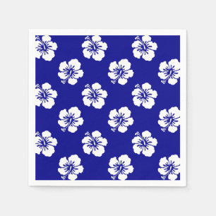 Serviette En Papier Motif Hawaïen Hibiscus Bleu et blanc