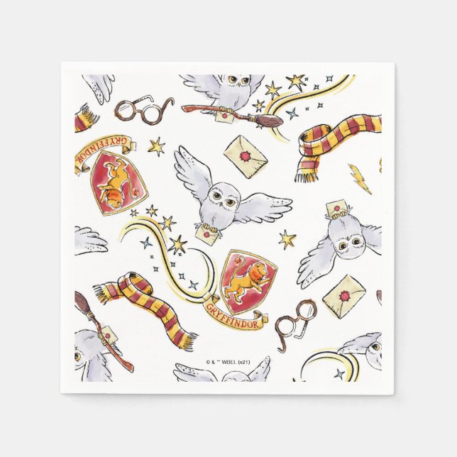 Serviette En Papier Motif Hedwig GRYFFINDOR™ (Devant)