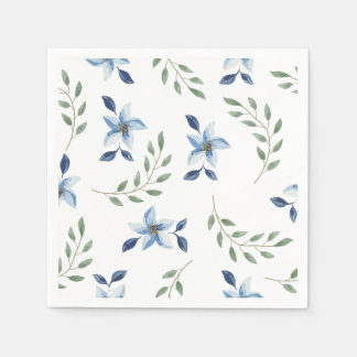 Serviette En Papier motif imprimé bleu floral sans couture