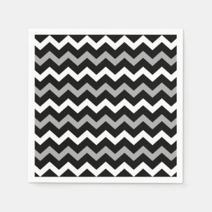 Serviette En Papier Motif imprimé chevron noir blanc et gris