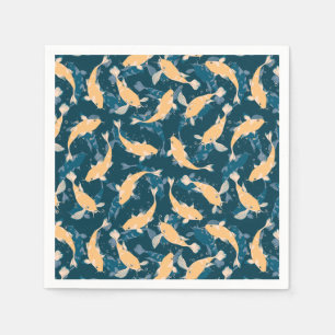 Serviette En Papier Motif jaune et bleu - Koi Fish