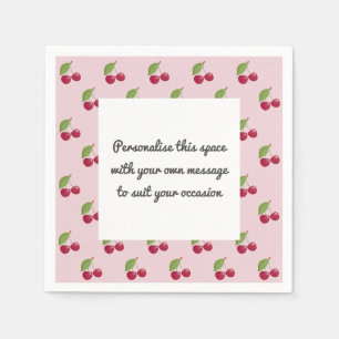 Serviette En Papier Motif joli cerise Message personnalisé