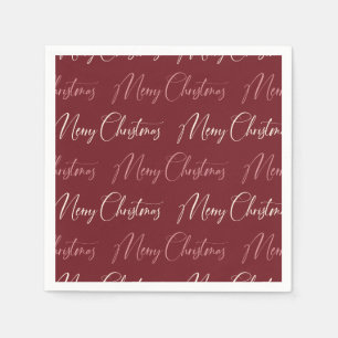 Serviette En Papier Motif Joyeux Noël à la crème rose rouge