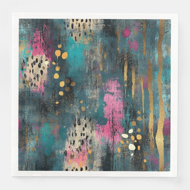 Serviette En Papier motif léopard rose turquoise de noël Abstrait (Devant)
