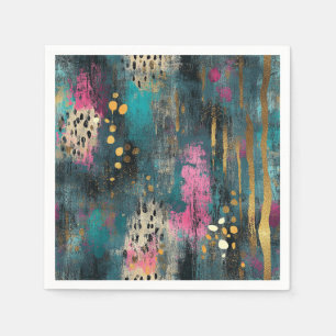 Serviette En Papier motif léopard rose turquoise de noël Abstrait