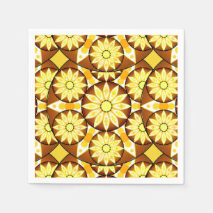 Serviette En Papier Motif Mandala, tons marron et or