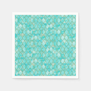 Serviette En Papier Motif Marocain Gold et Aqua