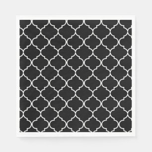 Serviette En Papier Motif marocain méditerranéen noir et blanc